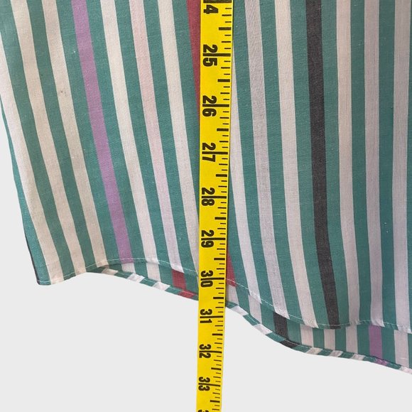 Vintage Ranchwear Western Pearl Snap Shirt Mens 16 1/2 Green Stripe Short Sleeve - Picture 12 of 12